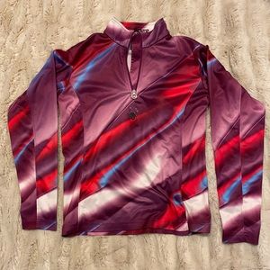 Purple,white,blue,and red Spyder sweatshirt, 1/4 zip. Youth medium, pre owned.
